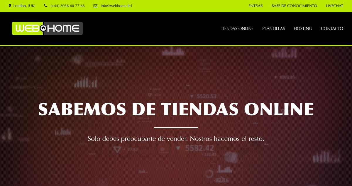 Homepage of WebHome España hosting