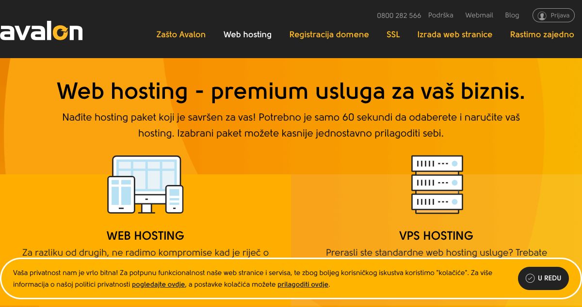 Homepage of Webmedia hosting