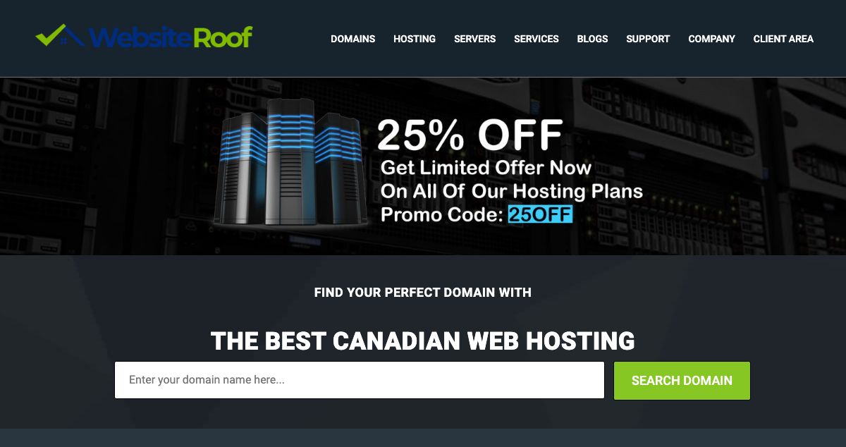 Homepage of Websiteroof hosting