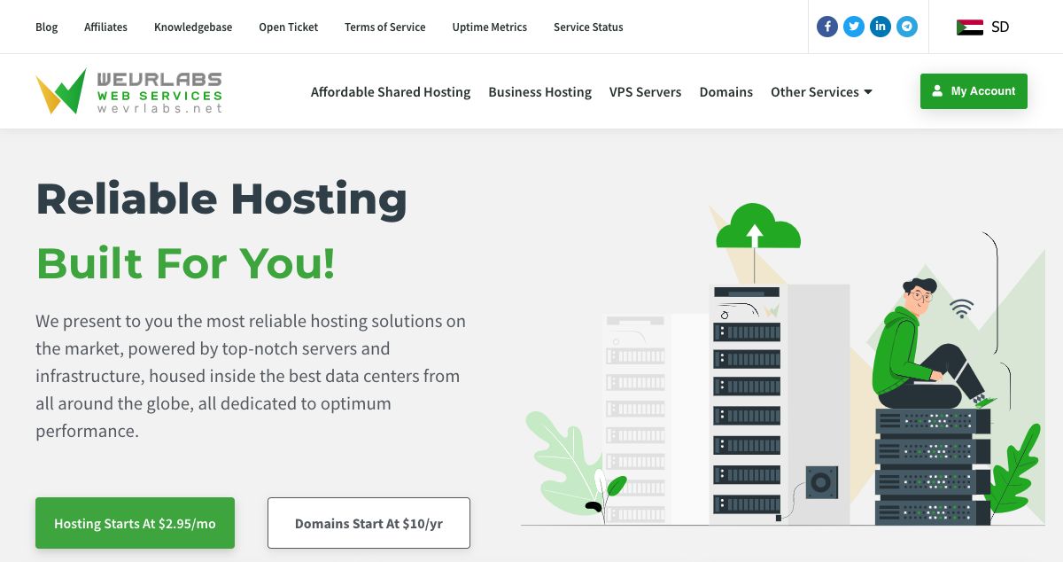 Homepage of WevrLabs Hosting hosting