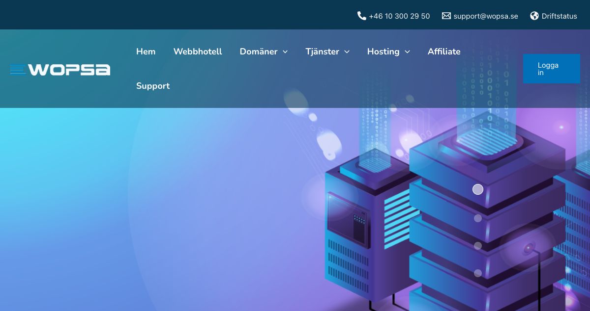 Homepage of Wopsa Hosting hosting