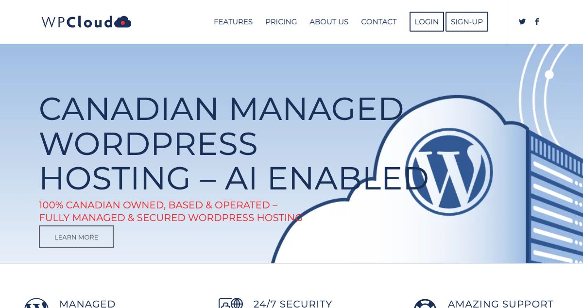 Homepage of Canada Managed WordPress Hosting hosting