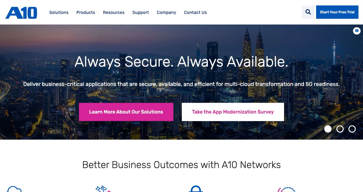 Homepage of A10 Networks hosting