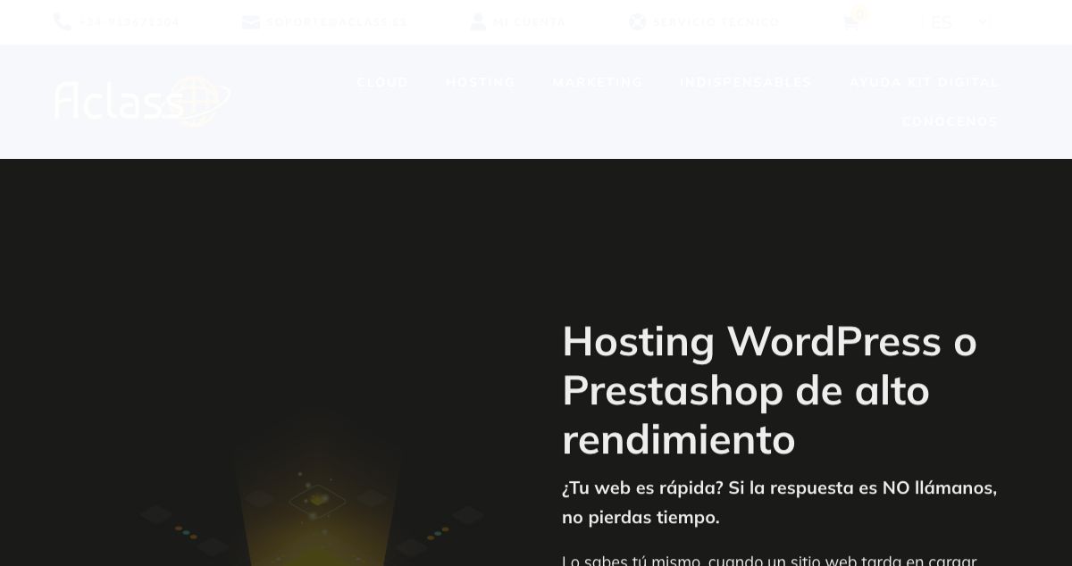 Homepage of Aclass Internet y Comunicaciones hosting