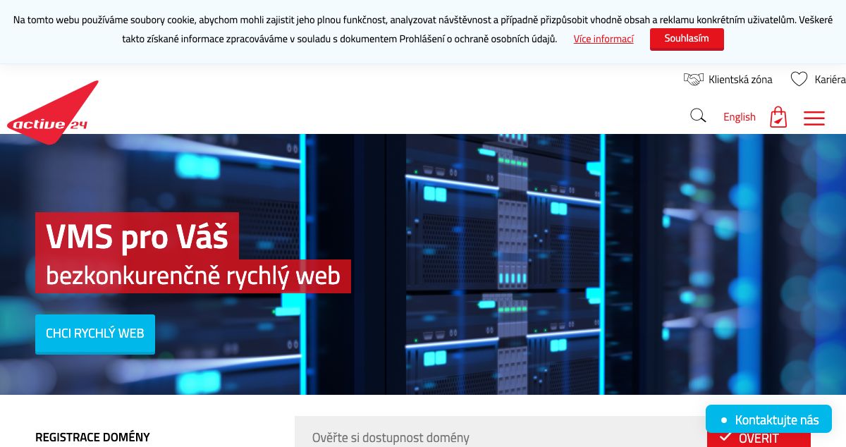 Homepage of Active24 hosting