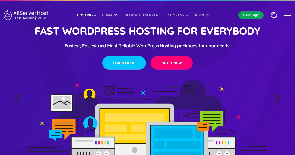 Homepage of All Server Host hosting