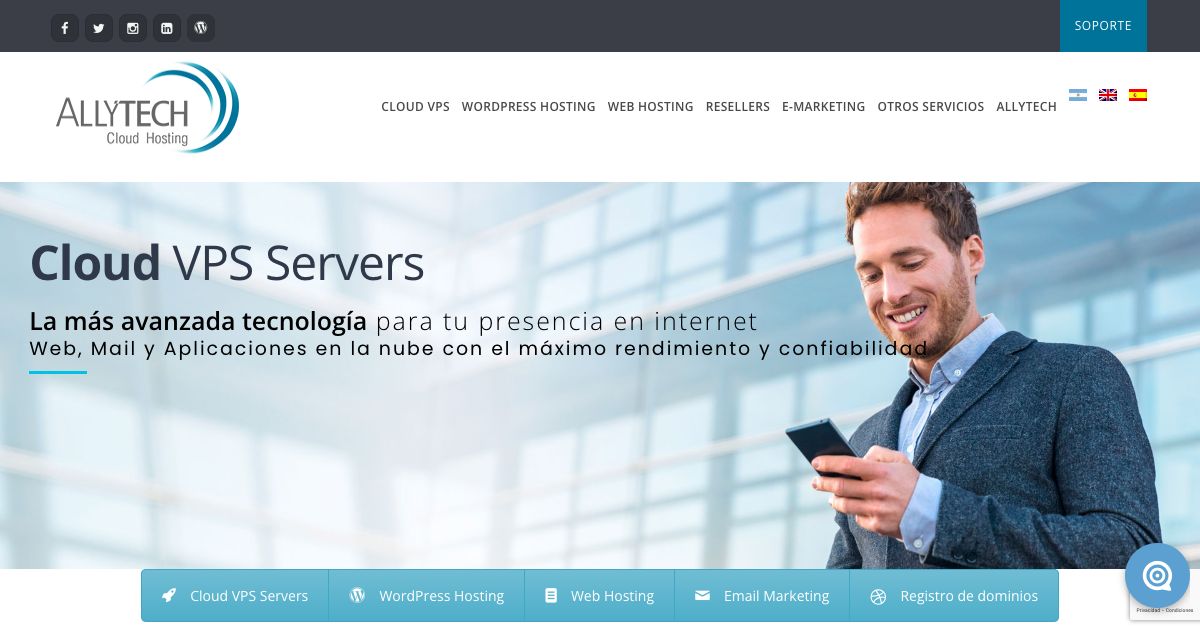 Homepage of Allytech hosting