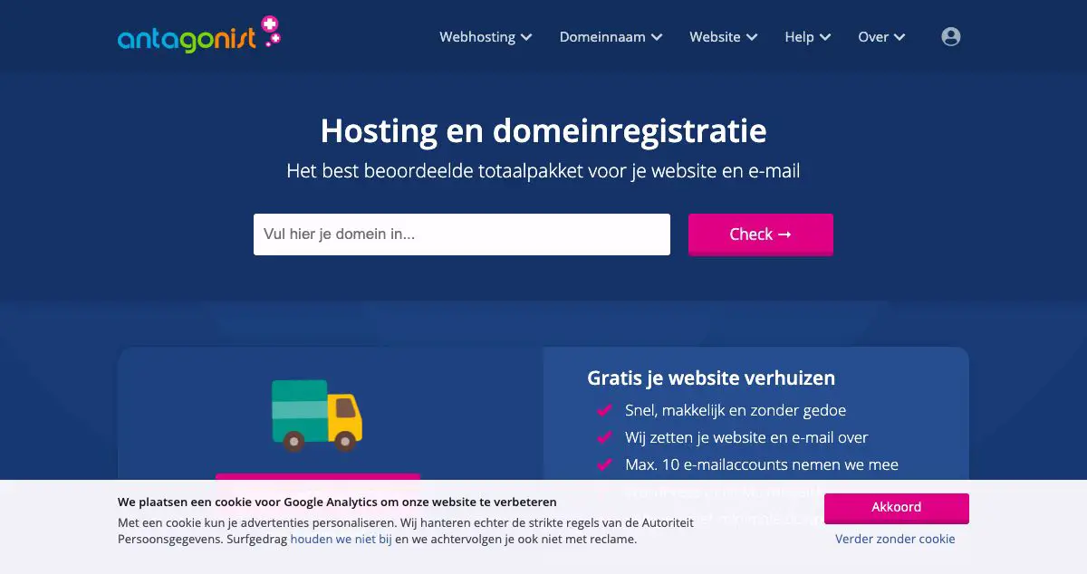 Homepage of Antagonist hosting