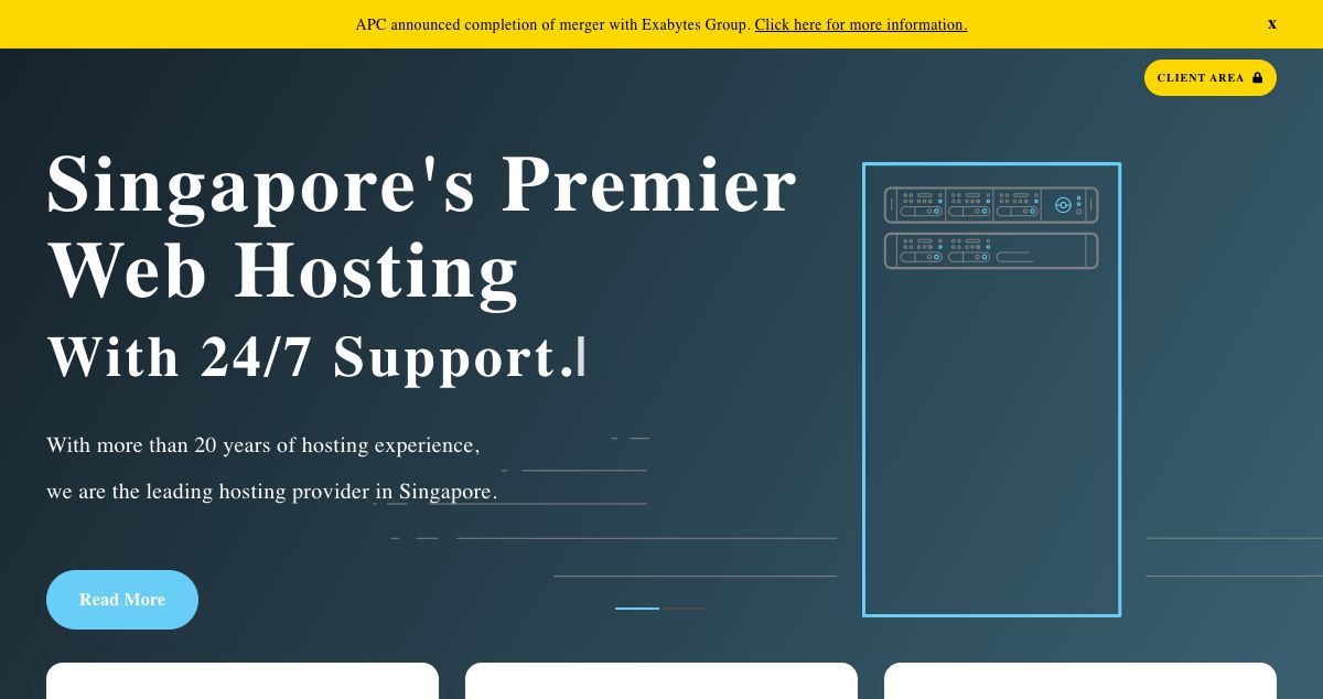 Homepage of APC Hosting hosting