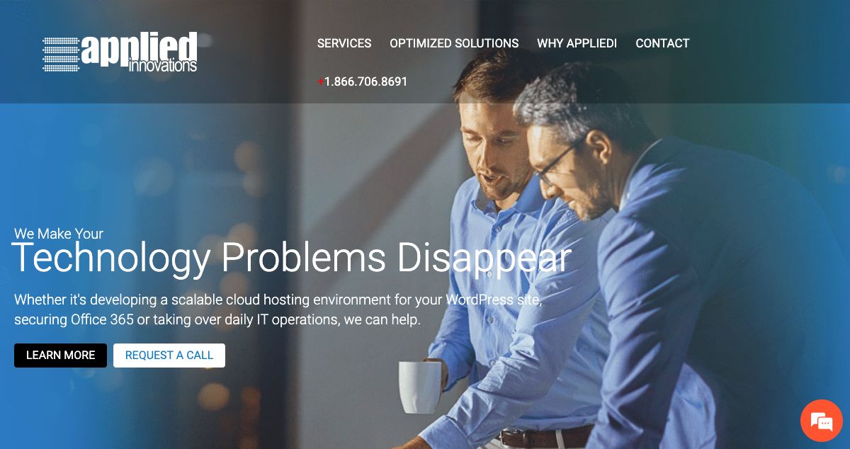 Homepage of Applied Innovations hosting