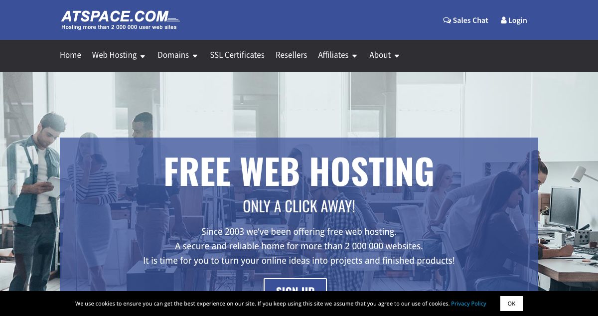 Homepage of ATSPACE.COM hosting