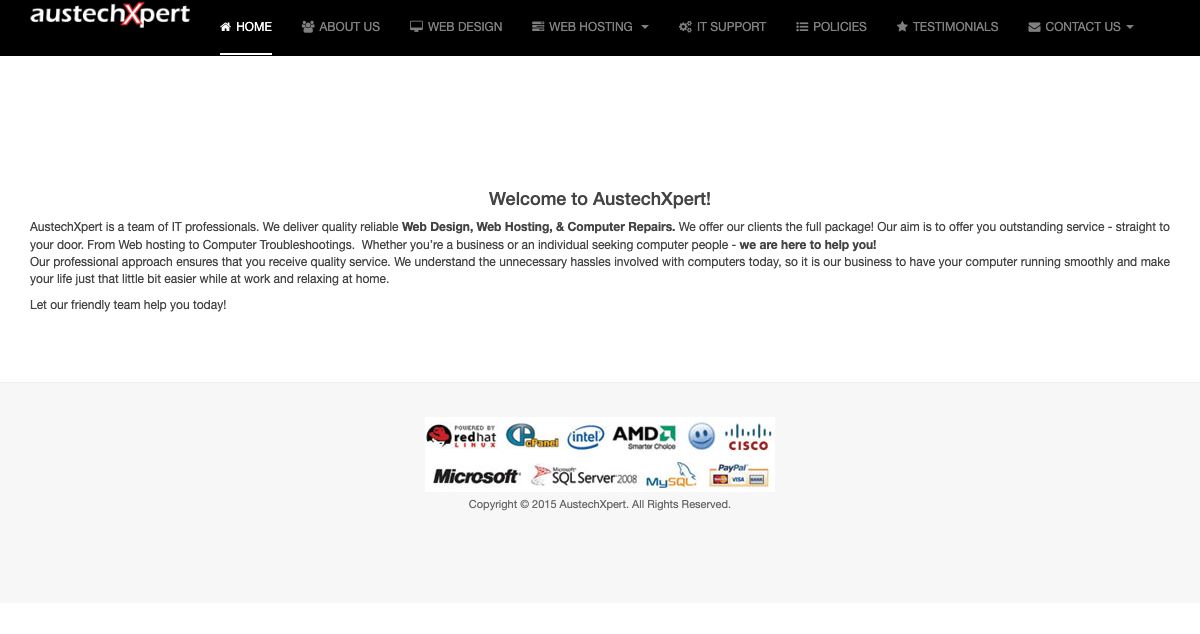 Homepage of AustechXpert hosting