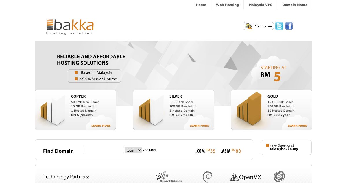 Homepage of Bakka Hosting hosting