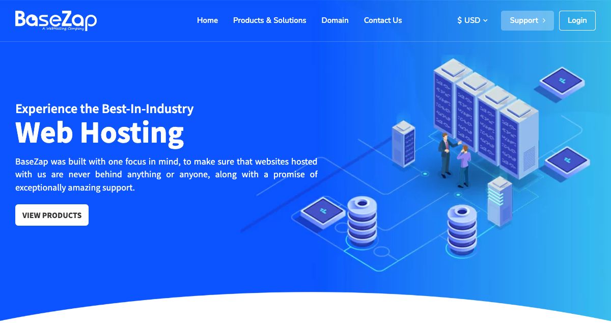 Homepage of BaseZap hosting