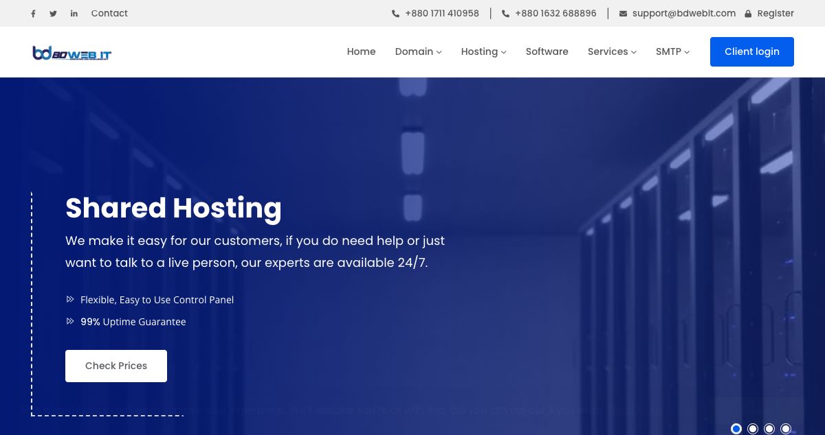 Homepage of BDWEB IT hosting