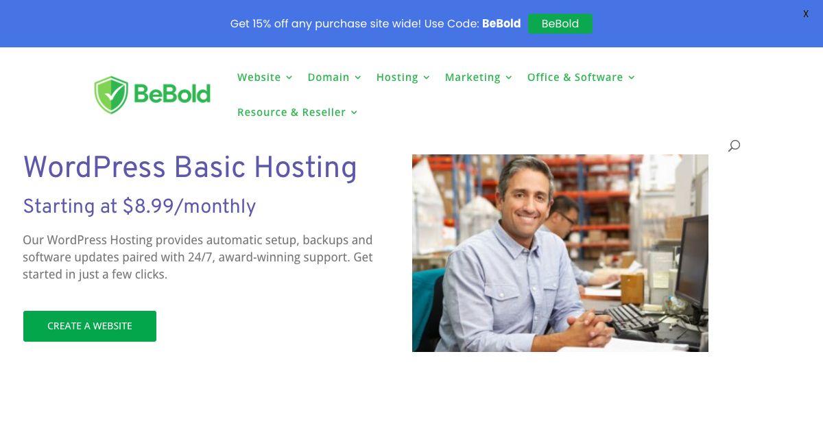 Homepage of Be Bold hosting