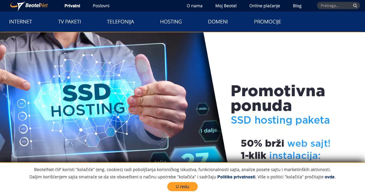 Homepage of BeotelNet hosting