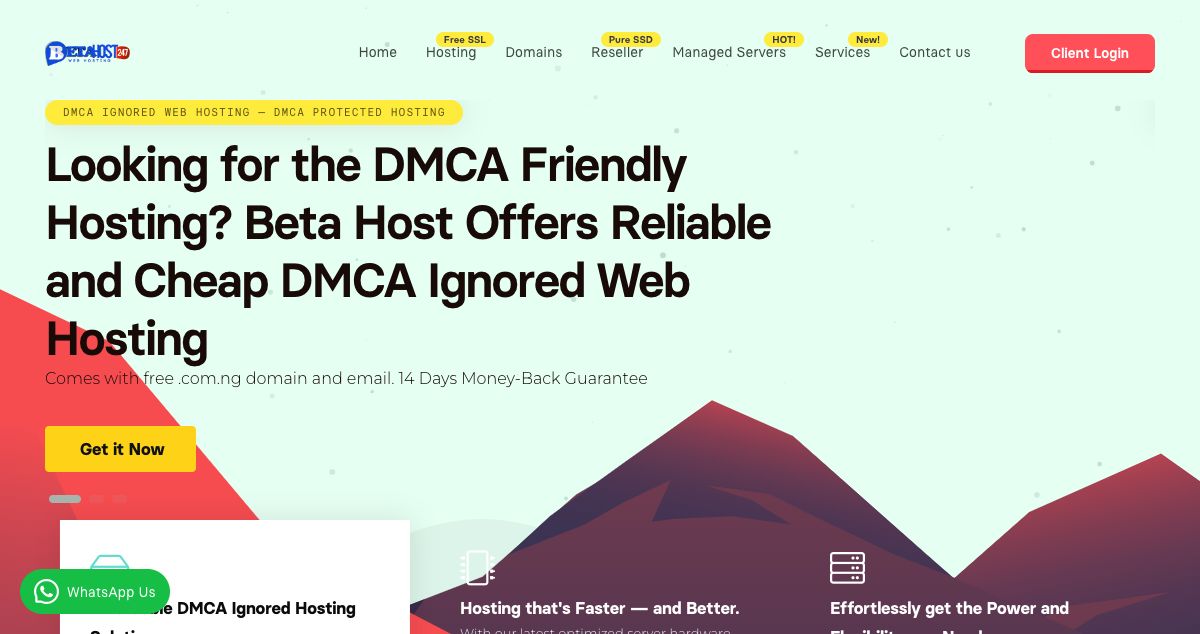 Homepage of Beta Host Limited hosting