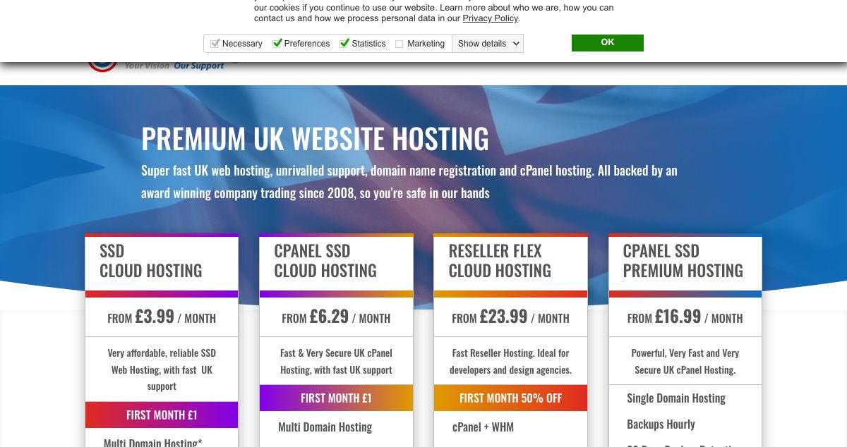 Homepage of BirchHosting hosting