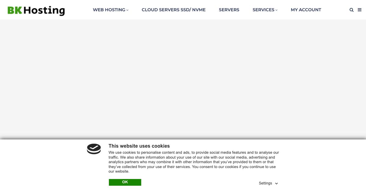 Homepage of BKHosting hosting