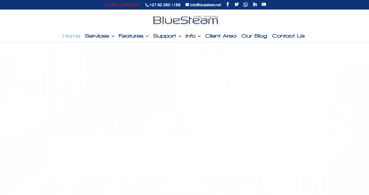 Homepage of BlueSteam Web Hosting hosting