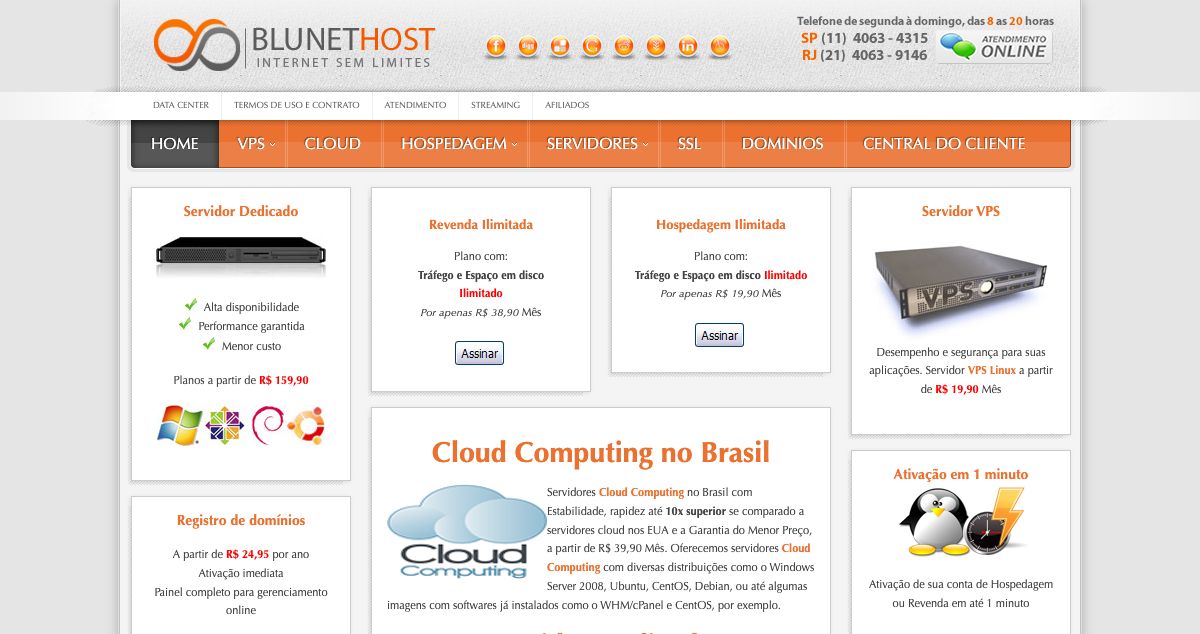 Homepage of Blunet Host hosting