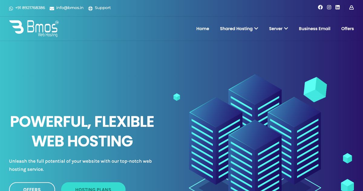 Homepage of Bmos Web Services hosting