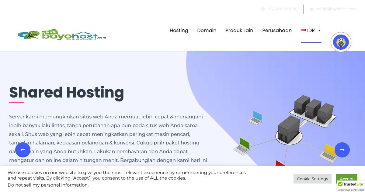 Homepage of BoyoHost hosting