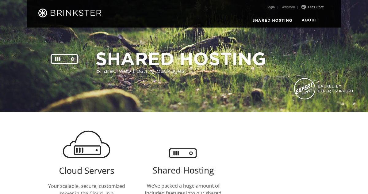 Homepage of Brinkster hosting