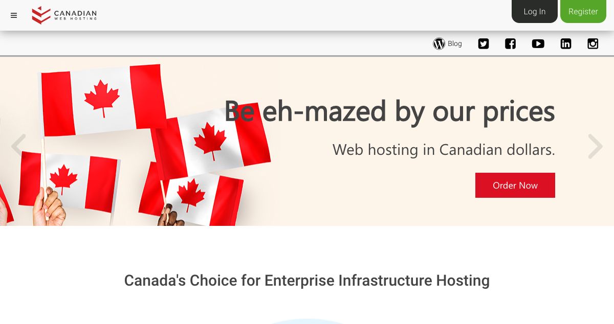 Homepage of Canadian Webhosting hosting