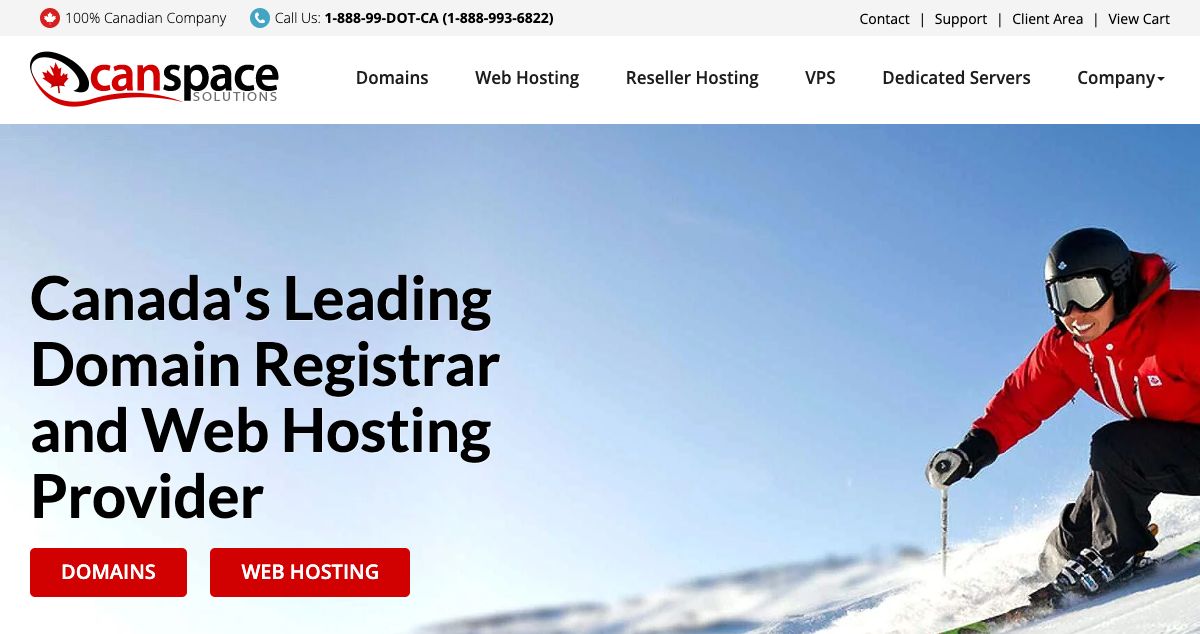 Homepage of CanSpace Solutions hosting