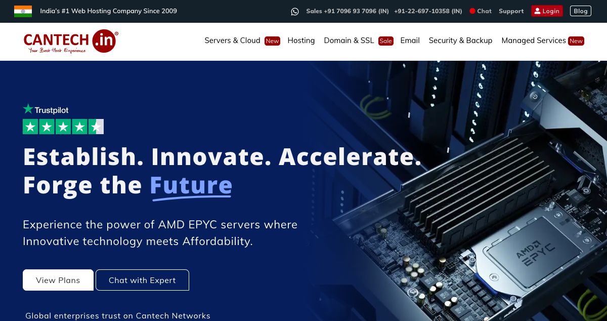 Homepage of CANTECH INDIA hosting