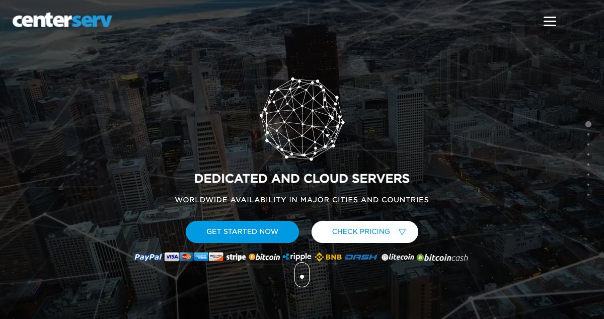 Homepage of CentreServ hosting