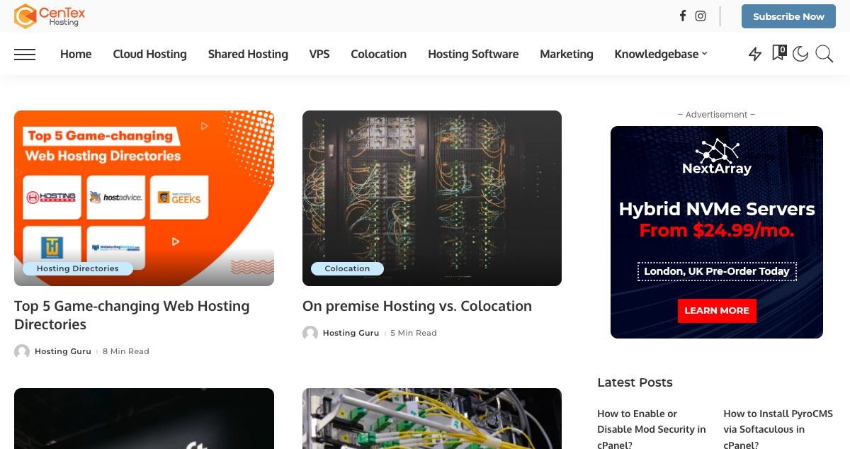 Homepage of CenTex Hosting hosting