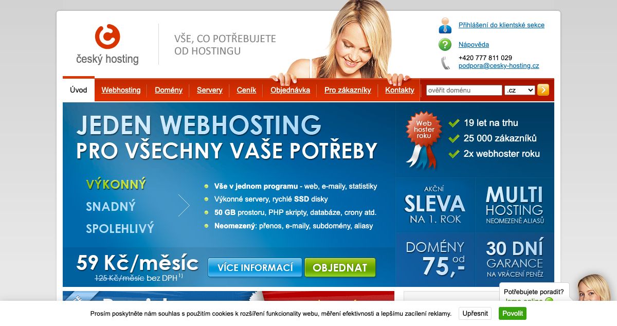 Homepage of Český hosting hosting