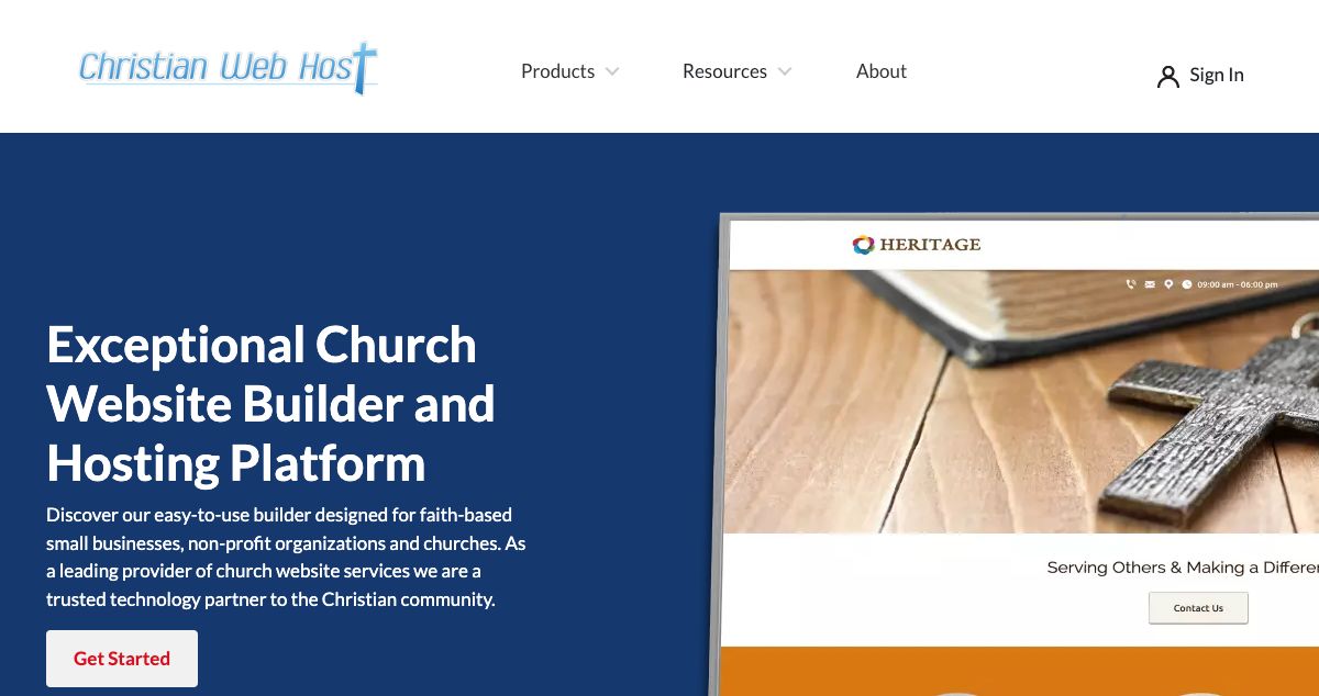 Homepage of Christian Web Host hosting