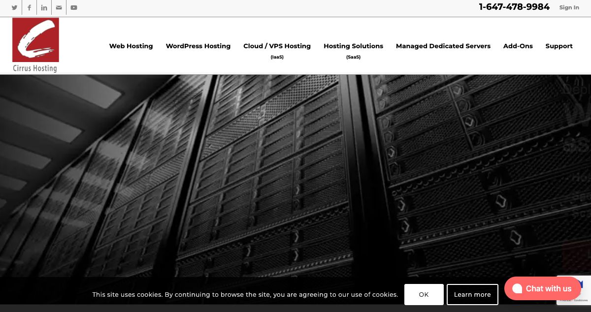 Homepage of Cirrus Hosting hosting