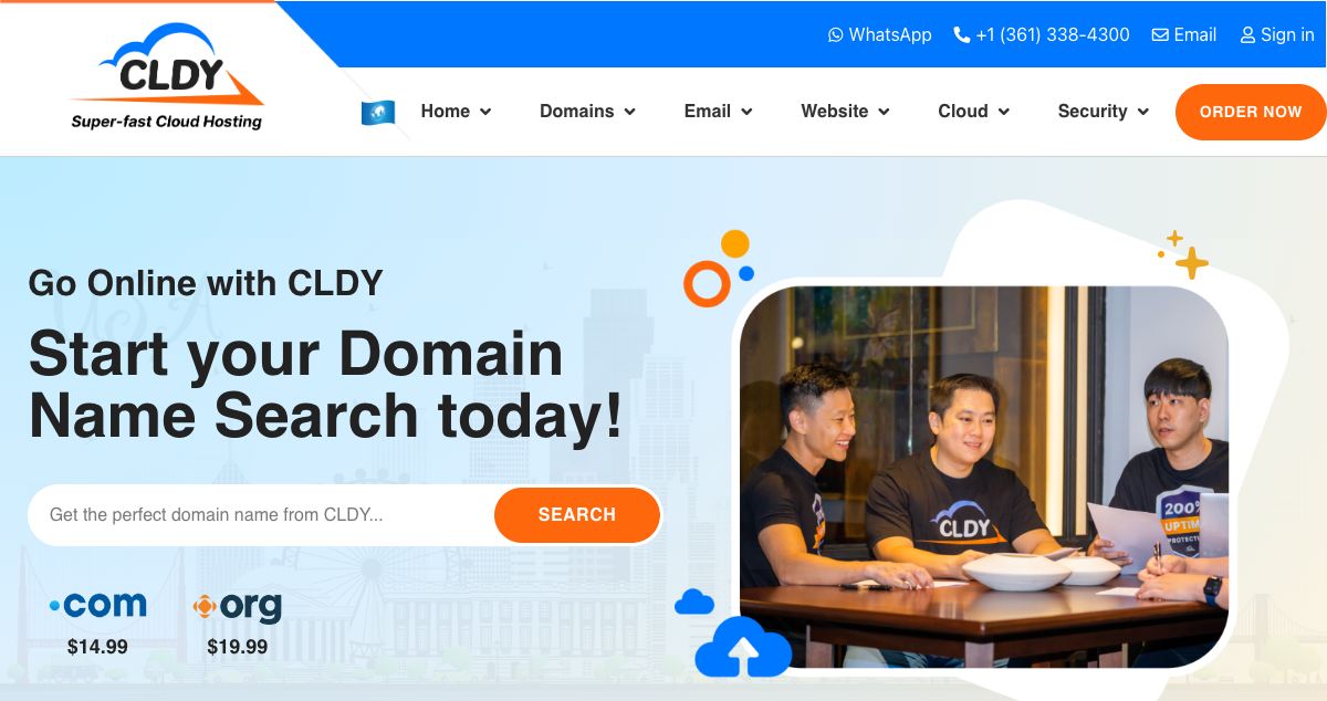 Homepage of CLDY.com Pte Ltd hosting