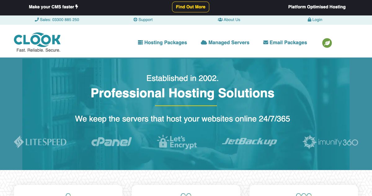 Homepage of Clook hosting