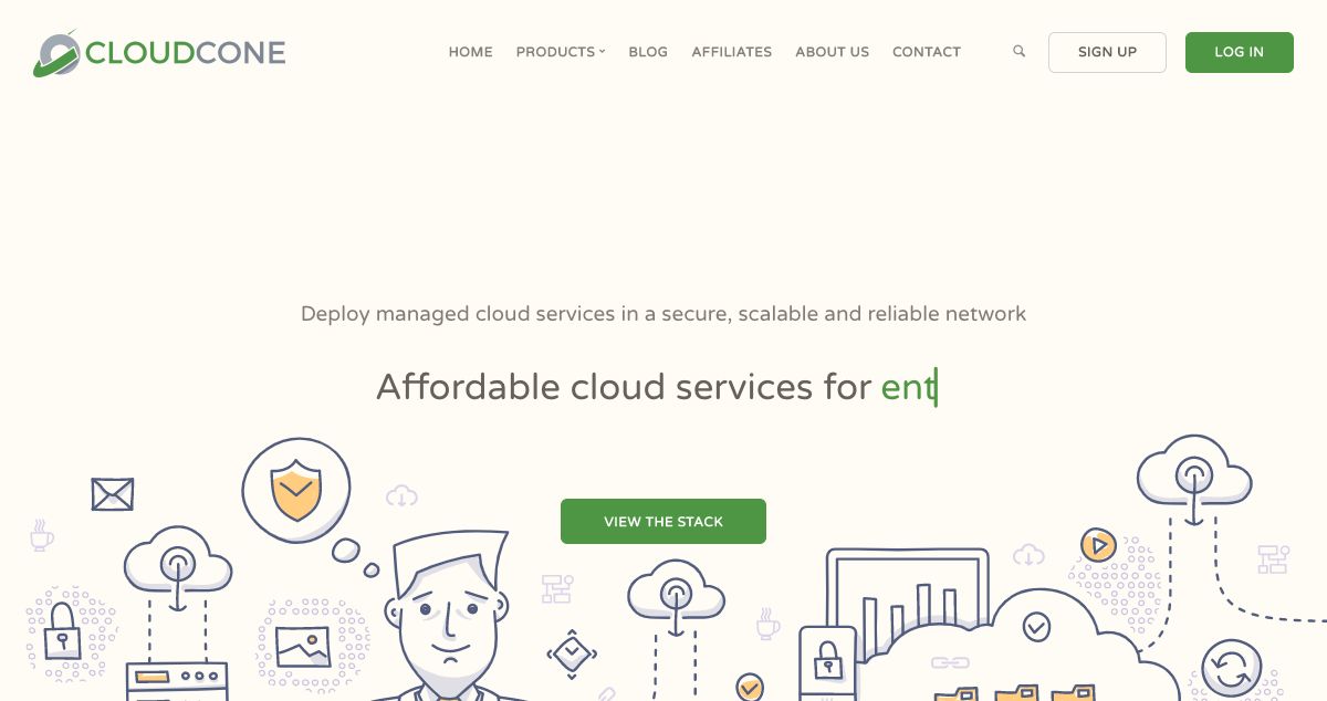 Homepage of CloudCone hosting