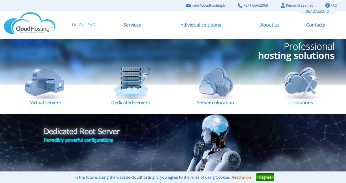 Homepage of CloudHosting.lv hosting