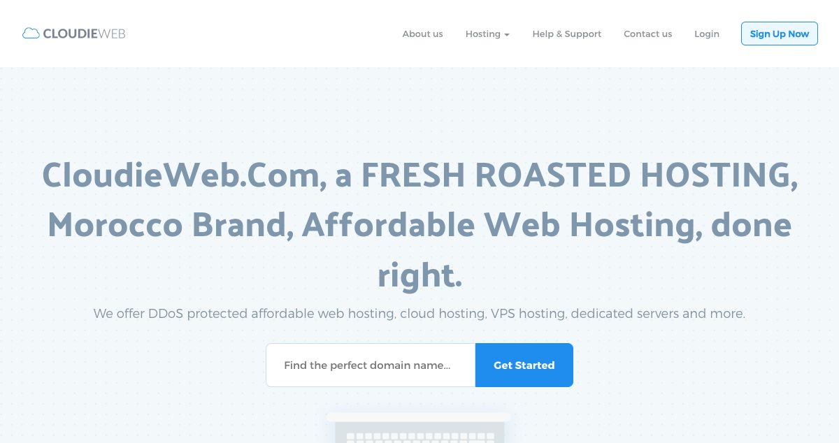 Homepage of Cloudieweb hosting