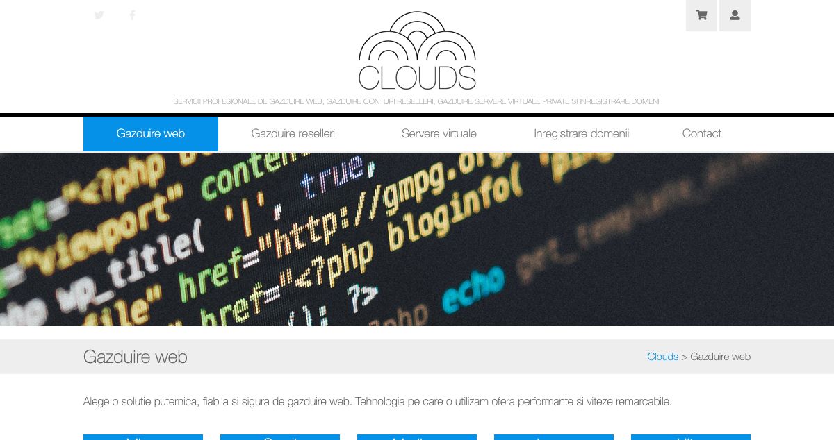 Homepage of Clouds Web Hosting hosting