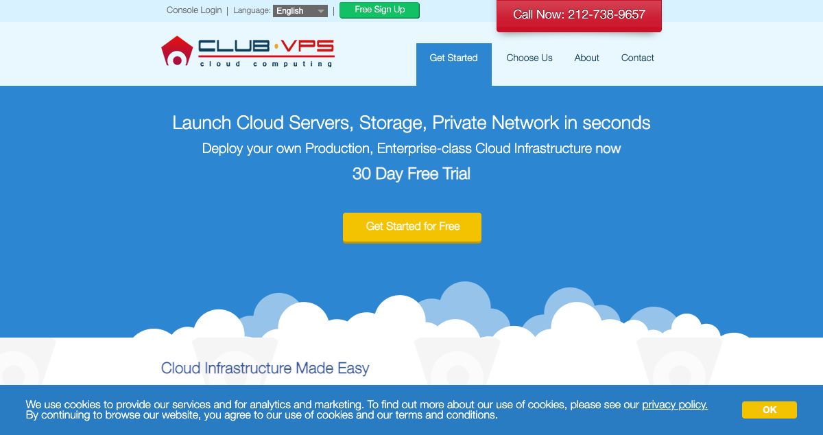 Homepage of ClubVPS hosting