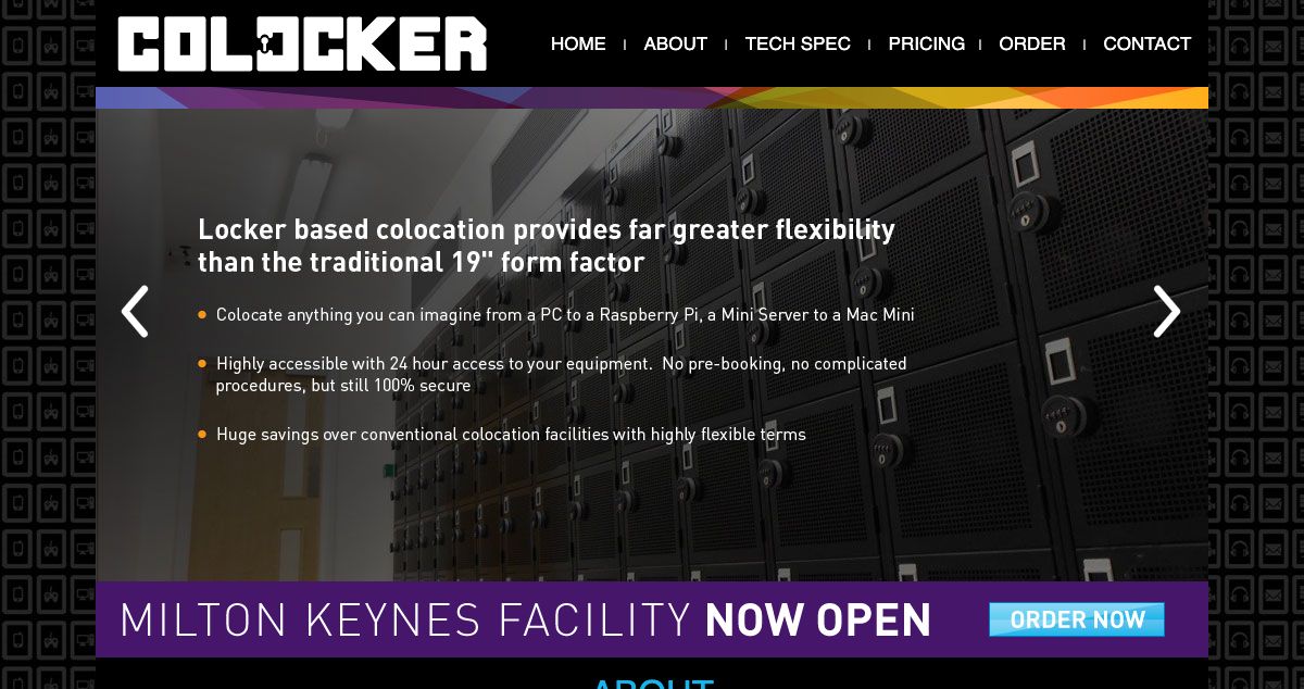 Homepage of CoLocker Ltd hosting