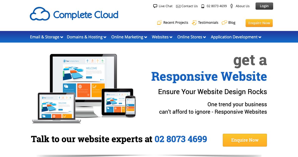 Homepage of Complete Cloud hosting