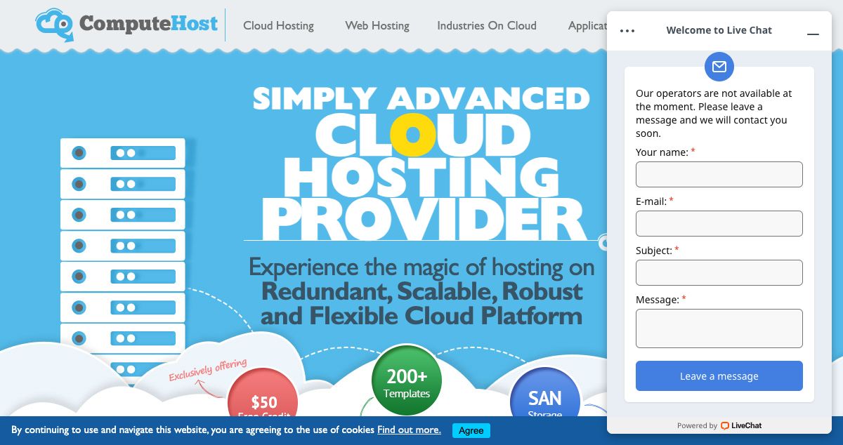 Homepage of ComputeHost hosting