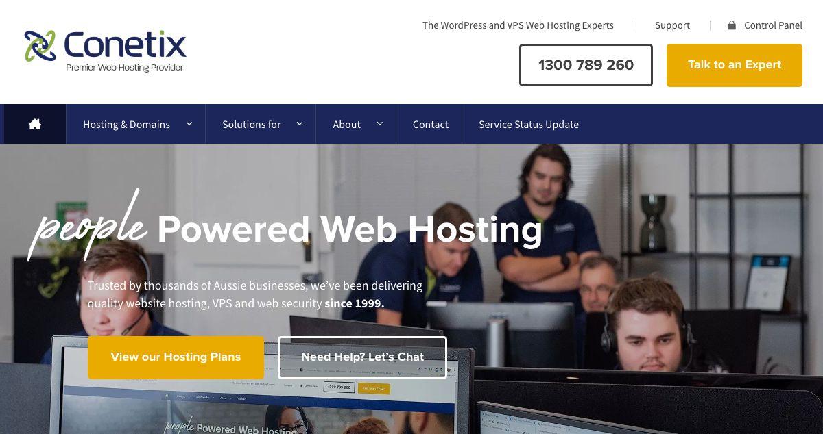 Homepage of Conetix hosting