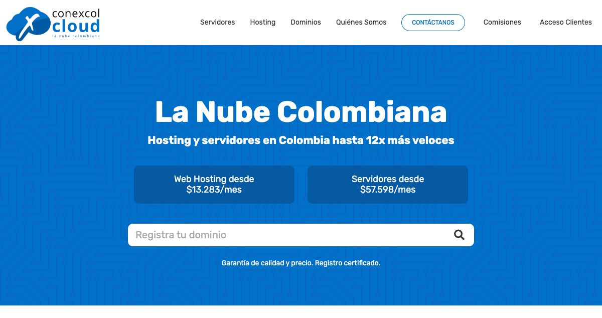 Homepage of Conexcol hosting