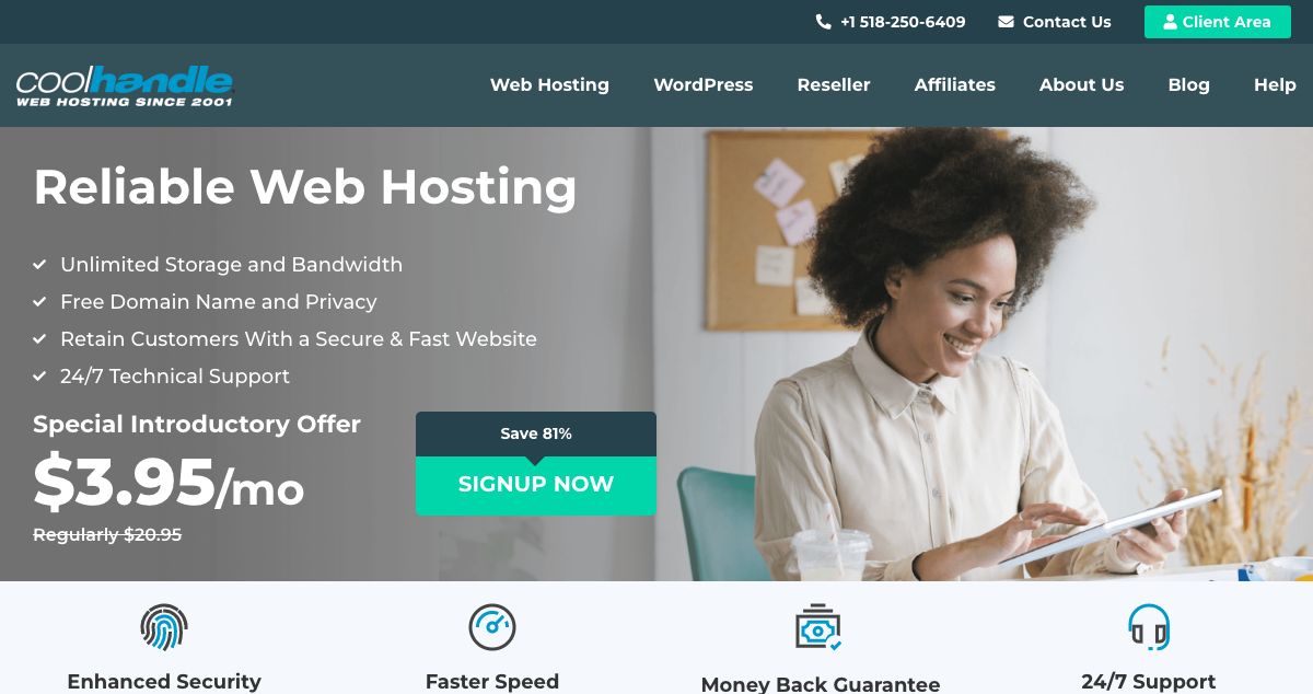 Homepage of CoolHandle hosting